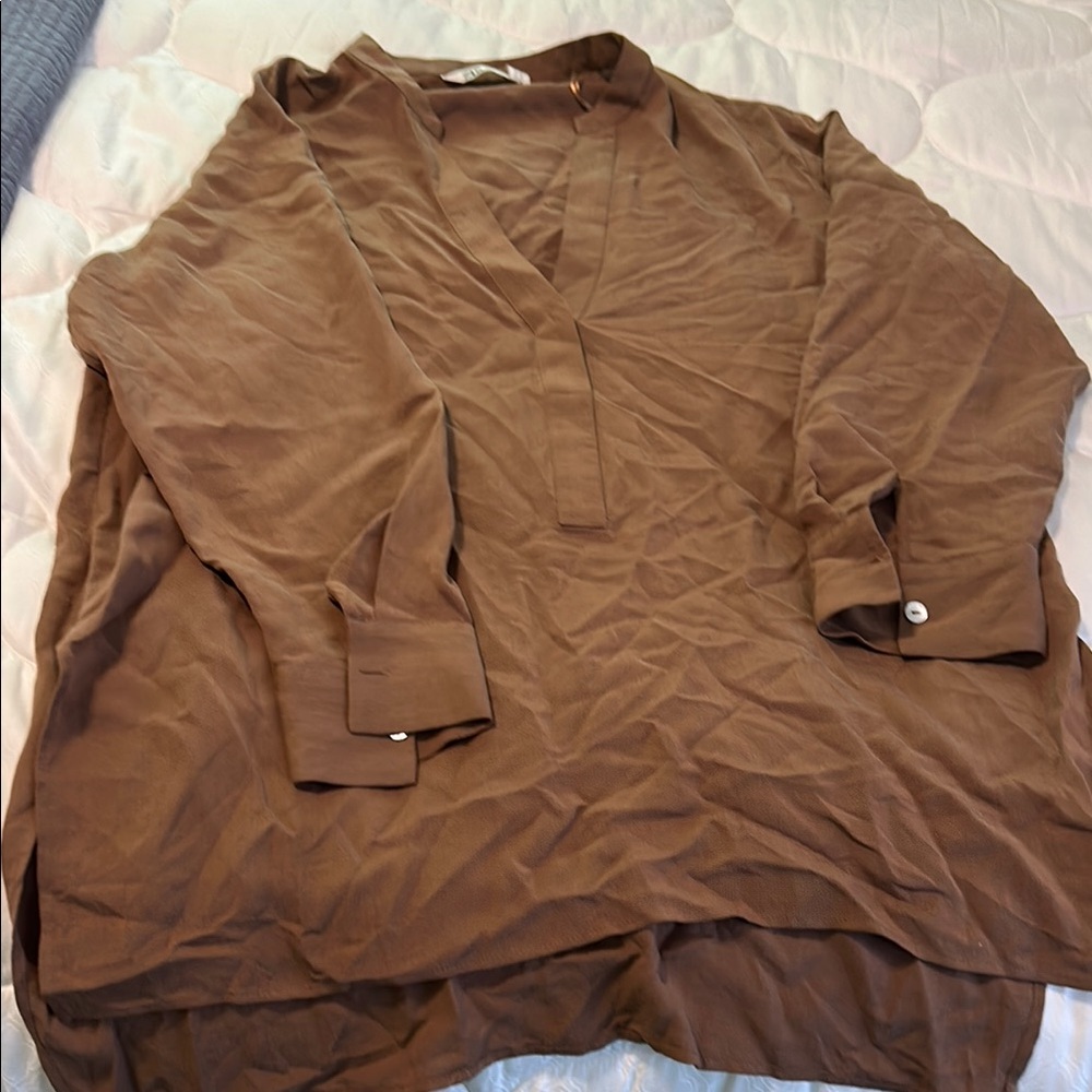 Zara Brown Casual Button Down Shirt
